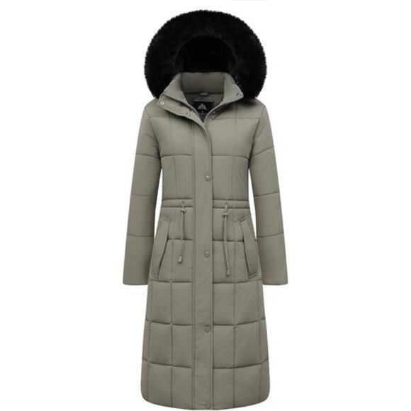 Women's Winter Coat Long Waterproof Parka - Warm Brown - Picture 1 of 7